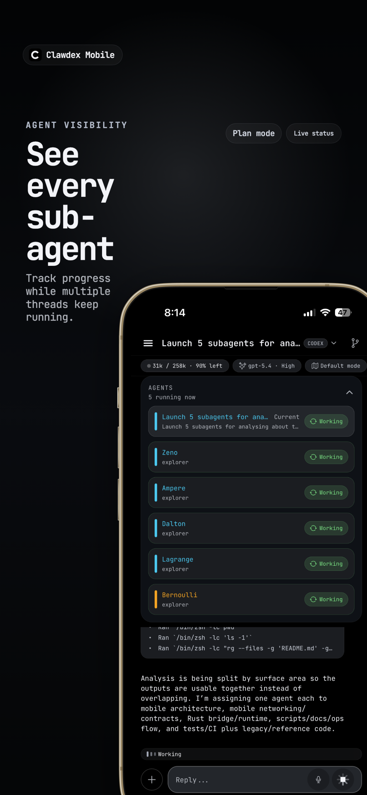 Clawdex Mobile App Store screenshot showing visibility into agent work.